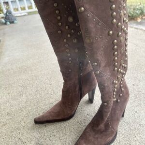 Cesare Paciotti Studded Over the Knee Boots - Brown Size 8 B
